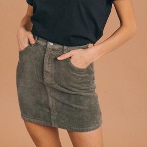 Afends Green Corduroy Skirt